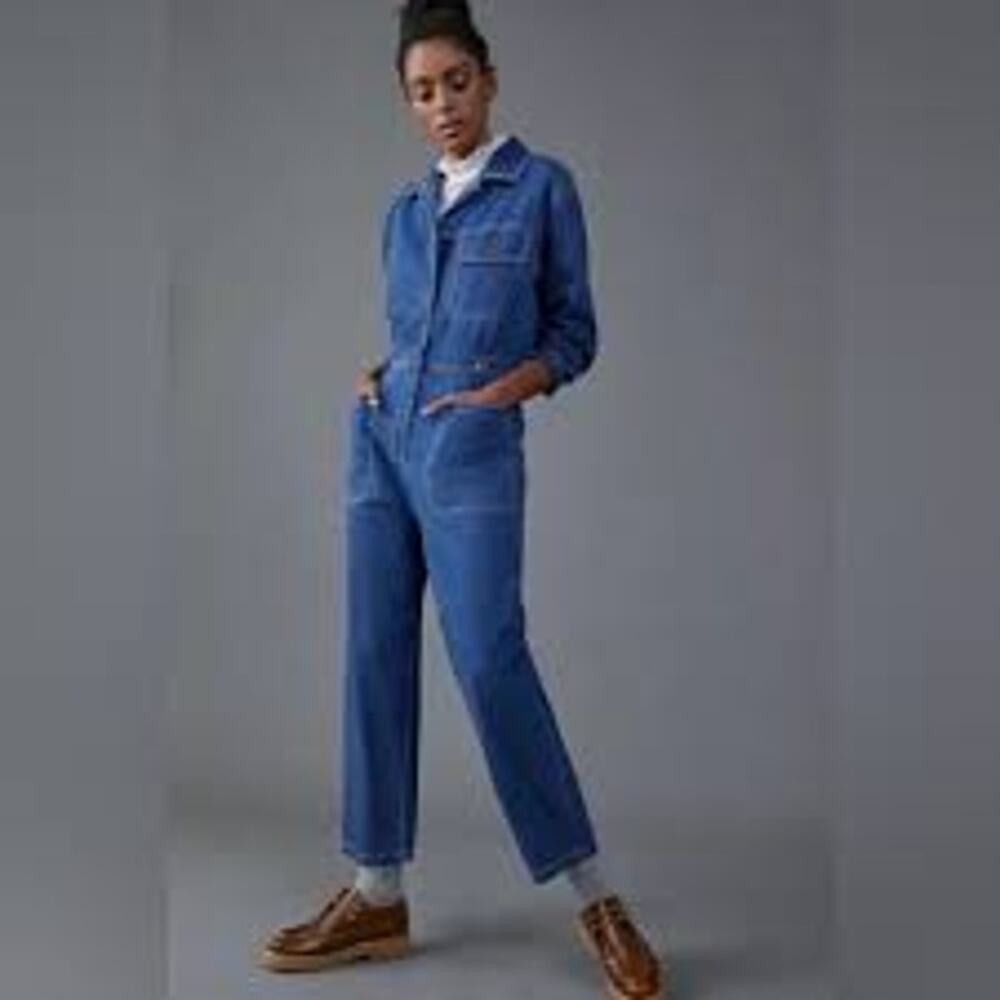 Mare Mare Anthropologie Blue Chambray Denim Utility Jumpsuit Boilersuit XS